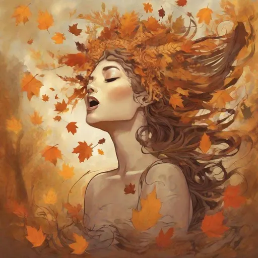 Prompt: autumn goddess singing