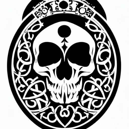 Prompt: vector magical skull rune, symmetrical, minimal, (((white background))), HD,