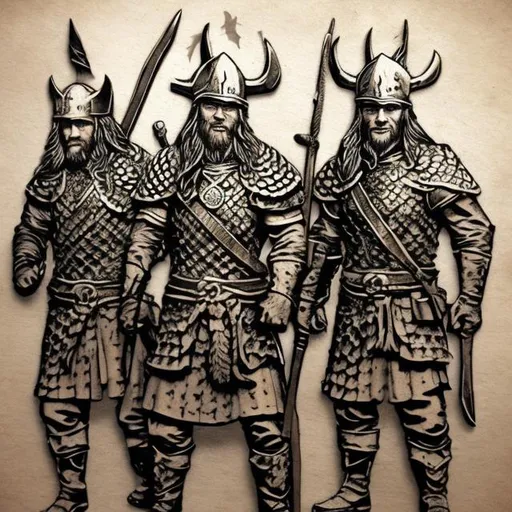 Prompt: Highly detailed multiple vikings in a battlefield stencil
