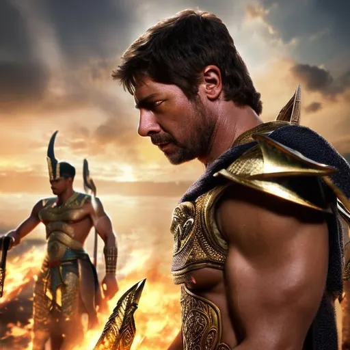 Prompt: Gods of egypt in a battle ultra realistic 