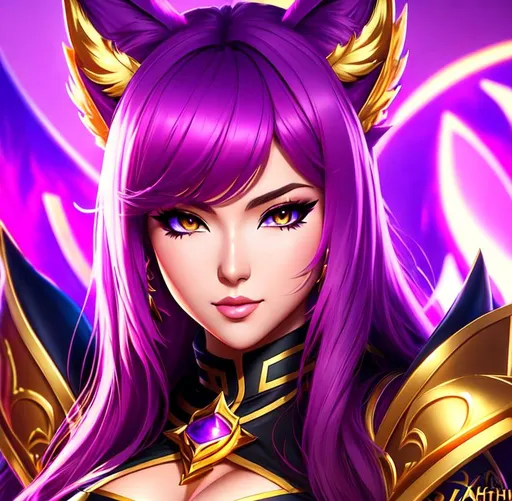 Prompt: Professional digital art of K/DA Ahri, knight's armor, intricate details, face,  full body portrait, headshot, illustration, UHD, 4K