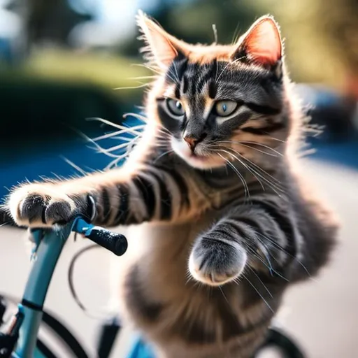 Prompt: Cat riding a bicycle
