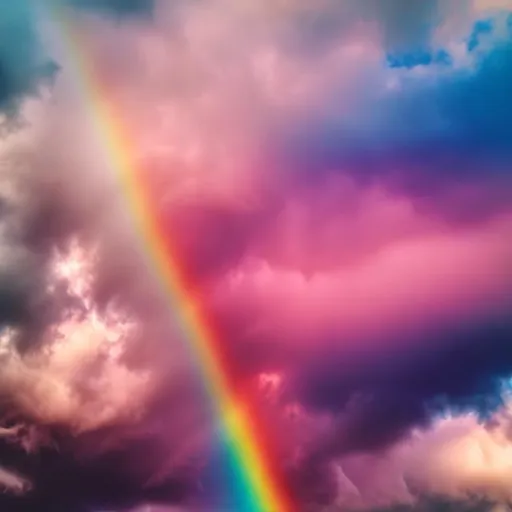 Prompt: sky in rainbow colours on a sunny day