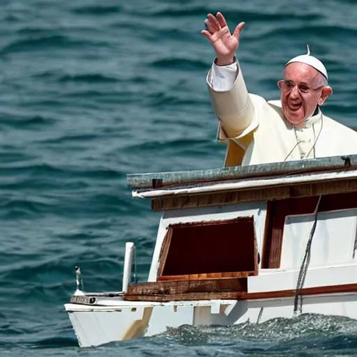 Prompt: the pope has become a tuna fisherman.