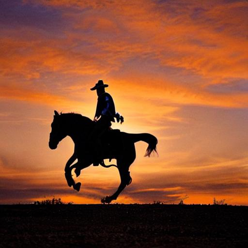 A outlaw riding into the sunset | OpenArt