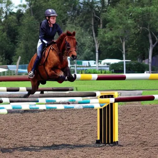 Prompt: pretty horse jumping
