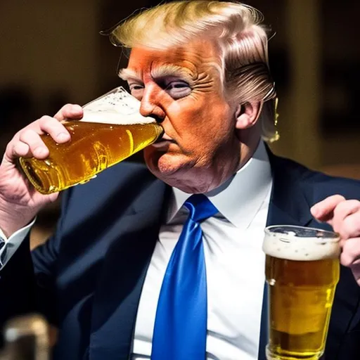 Prompt: Trump drinking Beer 