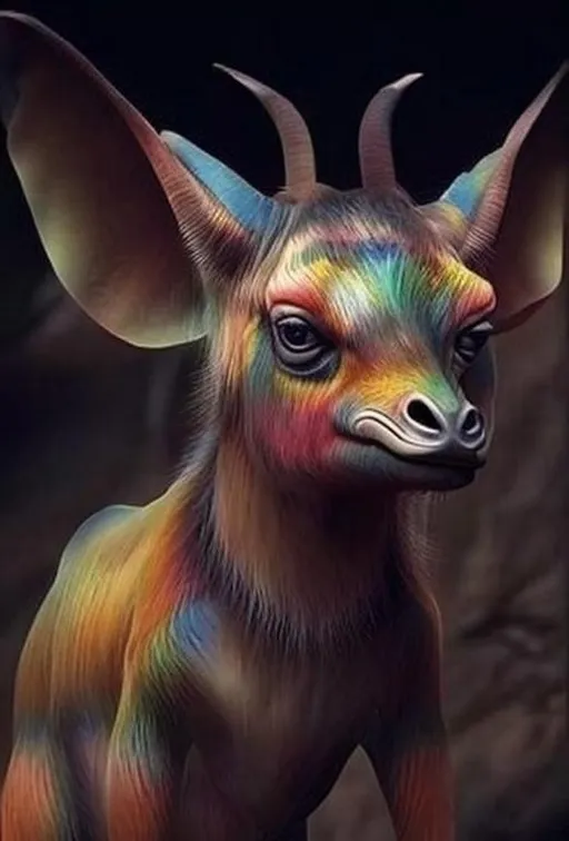 Prompt: Female colorful version of this animal