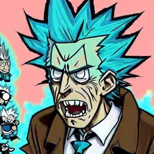 Prompt: Rick sanchez super sayian