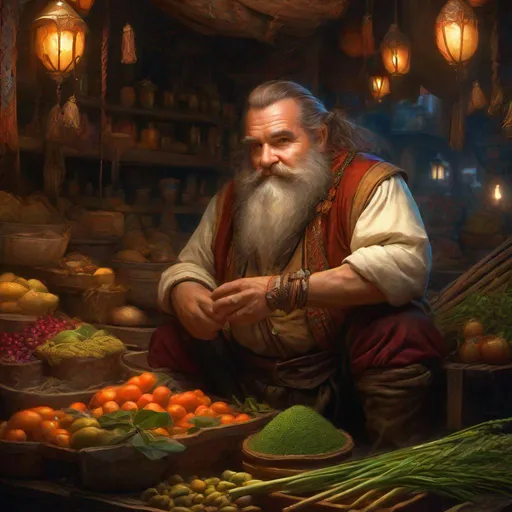 Prompt: Three-quarters portrait, artificer dwarf, market-place stall holder, fantasy, highly detailed, digital painting, underground, black market background, low-lighting, art by Stanley Lau and Artgerm and magali villeneuve and Alphonse Mucha, artstation, octane render, cgsociety, HDR, UHD, 64k, best quality, best quality, masterpiece:1.5)
