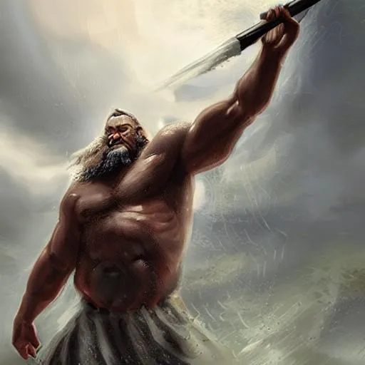 Prompt: Zeus in war, ray, beard, giant, photorealistic, digital art, concept art