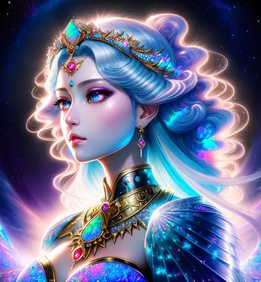 bust painting of diamond opal spirit, an intricate a... | OpenArt