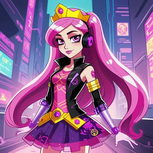 Prompt: Cyberpunk equestria girls princess cadance