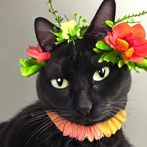 Prompt: cat with flower crown