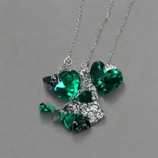 Prompt: crystal heart green with a black background