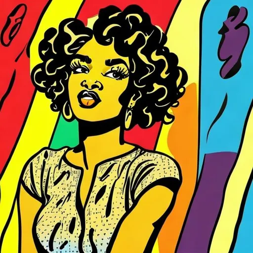Prompt: black woman with curly hair in pop art style





