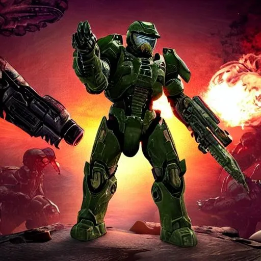 Prompt: The Doom Slayer verses Master Chief