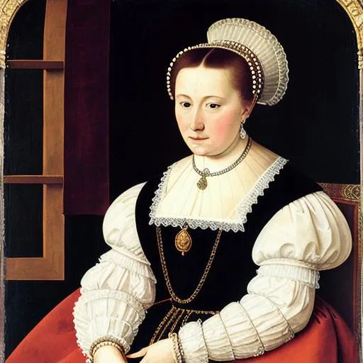 Prompt: portrait of a 16th-century lady-in-waiting