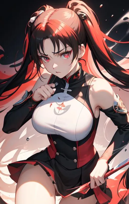 Prompt: Tohsaka rin, twintail hair, symmetrically colored hair, perfect composition, hyperrealistic, super detailed, 8k, high quality, Splash art, front, epic Instagram, artstation, hyperdetailed intricately detailed, unreal engine, intricate detail, splash screen, complementary colors, concept art, 8k, heavy strokes, splash arts, full height, full body,