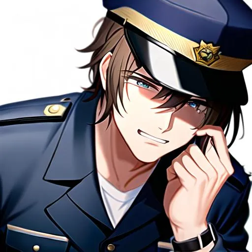 Prompt: Caleb as a police officer crying






