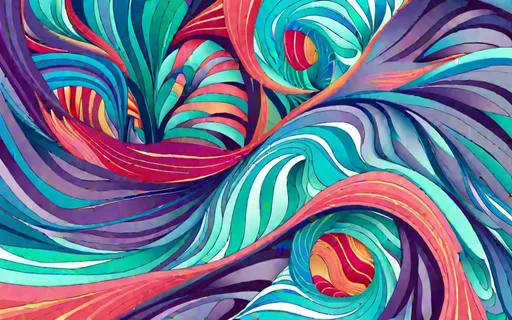 Prompt: Colorful waves in art deco style