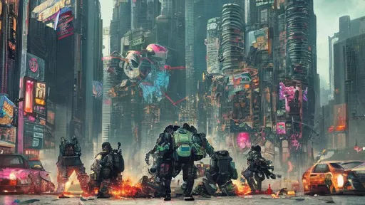 Prompt: Cyberpunk mechs, Riots in the streets, corporate corruption, cities burning, and a single flower in the chaos, tear gas, gas masks, pills, cash money