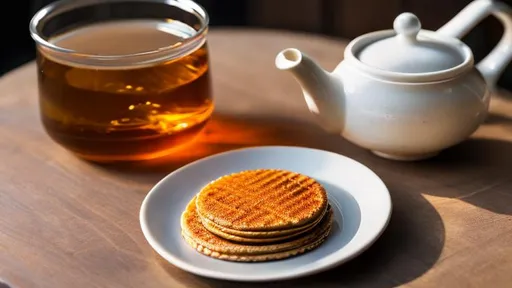 Prompt: stroopwafel
maple syrup
jasmine tea on the round table