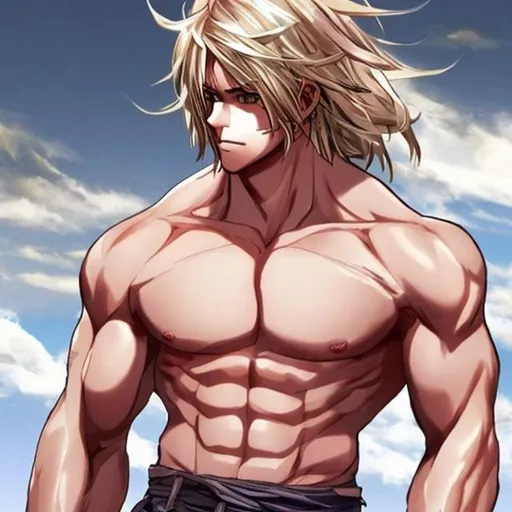 Muscular Anime Man Shirtless Manga Boy