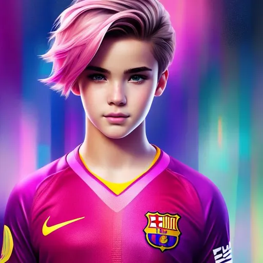Prompt: Full body Portrait of {A teenager} with {pink} hair and with cute face, {At the Spanish FC Barcelona stadium}, full body, perfect composition, hyperrealistic, super detailed, 8k, high quality, trending art, trending on artstation, sharp focus, studio photo, intricate details, highly detailed.
