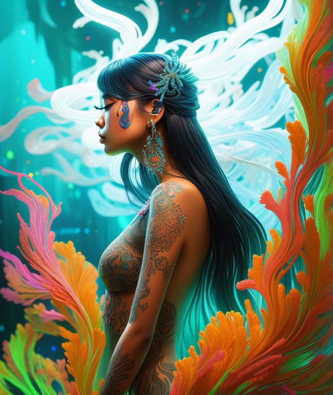 neon art, full body Bioluminescent tattoo, intricat... OpenArt