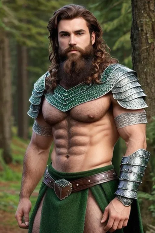 male warrior fantasy character, chain mail armor, ha... | OpenArt
