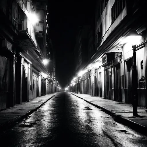 Prompt: anxiety disorder
dark seting 
Street without light 
