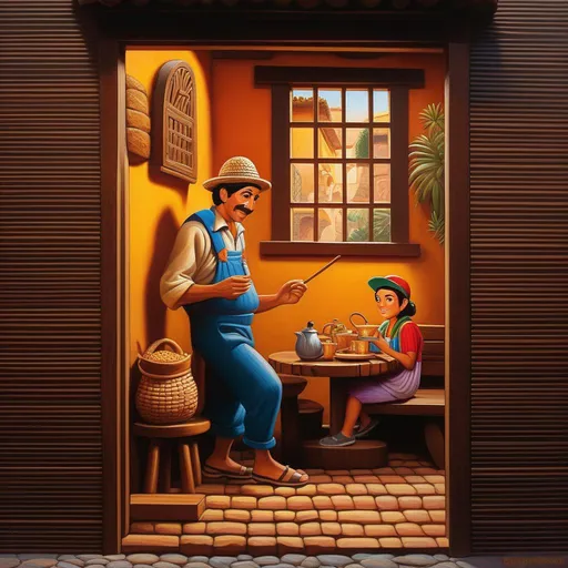 Prompt: El Chavo del Ocho, Mexico City, warm atmosphere, cartoony style, extremely detailed painting by Greg Rutkowski and by Henry Justice Ford and by Steve Henderson 

