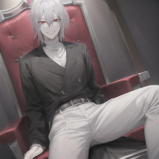 The handsome anime boy with white hair  Poster for Sale by AnGoArt