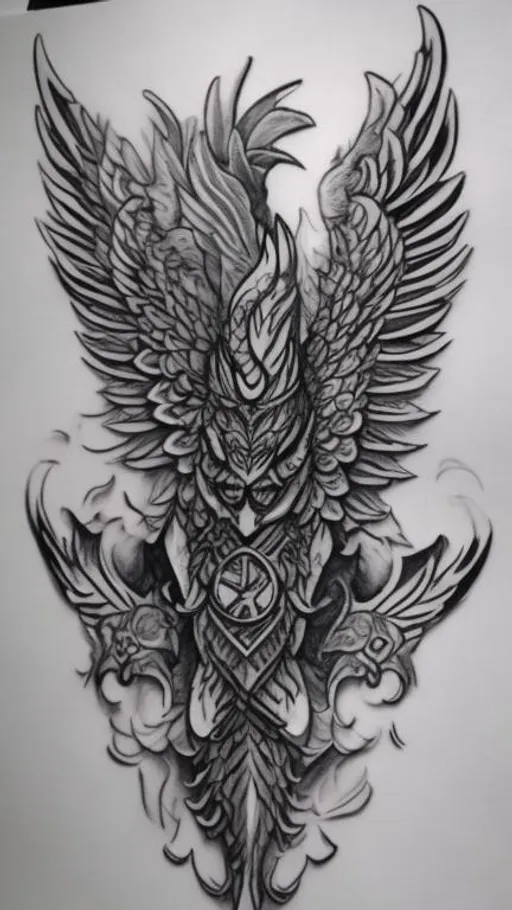 Premium Free ai Images | tattoo garuda thai modern full back red blue gold  powerful strong majestic protective sacred
