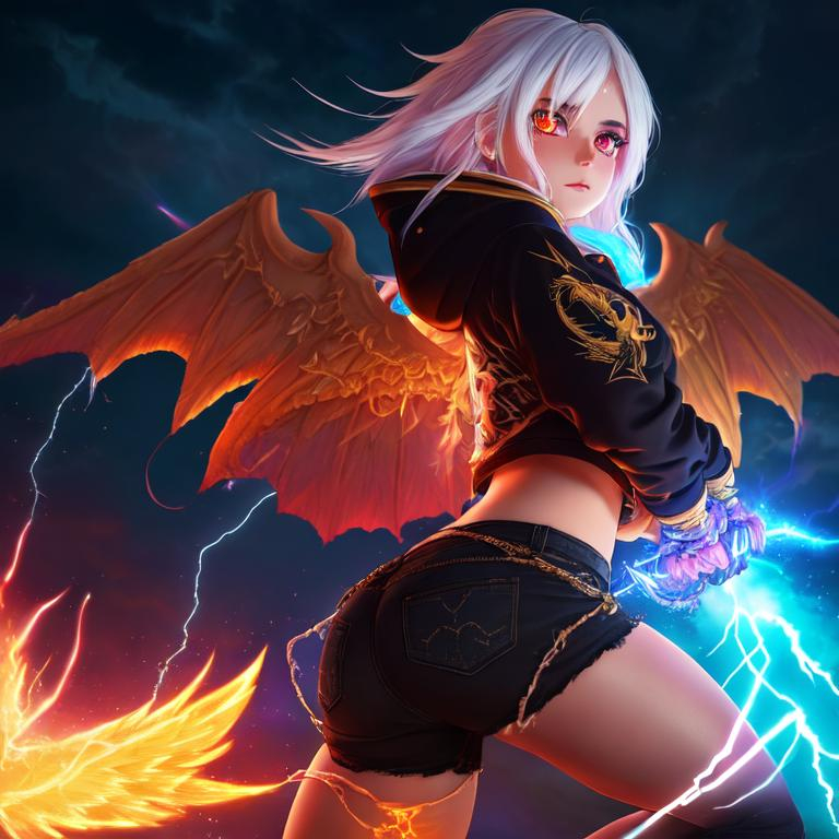 anime girl with dragon wings