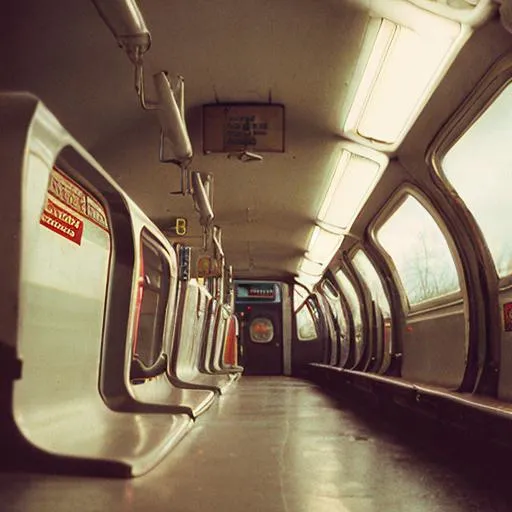 Prompt: Old metro train after apocalypse 