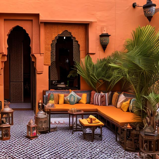 morrocan outdoor café house ambiente, at midday | OpenArt