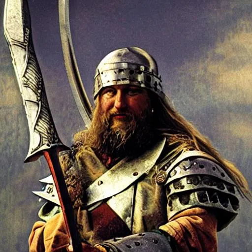Prompt: a viking lord with a sword