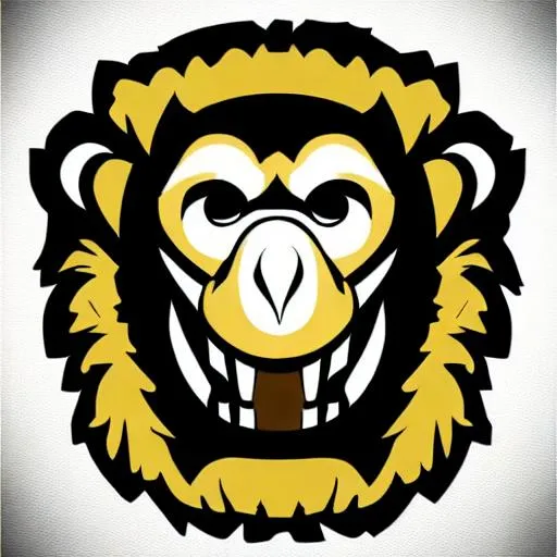 Prompt: 2d ferocious {object}, vector illustration, angry eyes, football team emblem logo, 2d flat, centered,monkey head