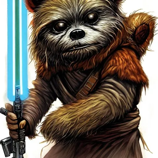 Prompt: Ewok With A Lightsaber
