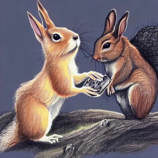 Drawing Of Squirrels And Rabbits In A Forest | OpenArt