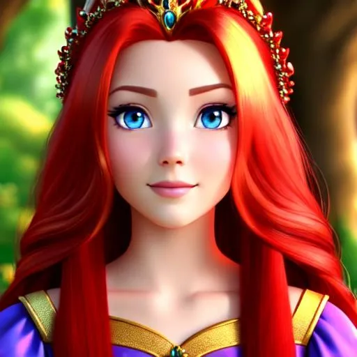Prompt: piece style feminine princess, Rapunzel, but with red hair, HD
