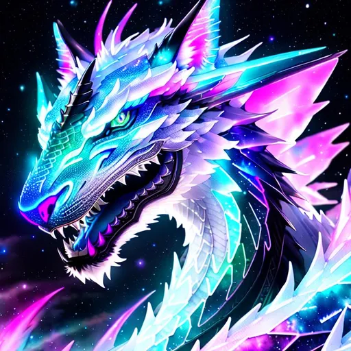 Watercolor portrait of a roaring neon ice dragon wit... | OpenArt