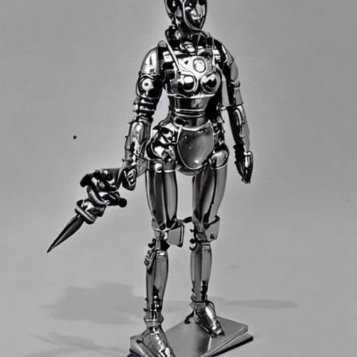 Prompt: beautiful mechanical pneumatic woman fighter stainless with modern armor and shield