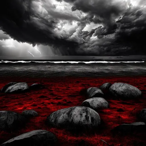Prompt: high defenition black , brown, red and grey  backround, stormy night
 
