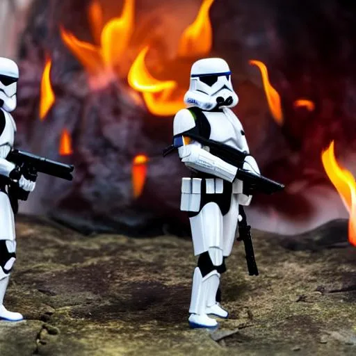Prompt: Clone trooper Shooting someone with fire around them, 4k And highquality.

