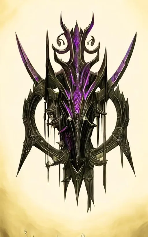 Prompt: purple and black daedra elder scrolls art
