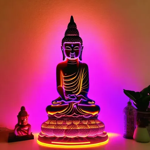 Prompt: neon lit buddha
