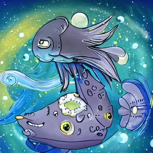 Prompt: Stardust Celestial Fish 
